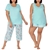 CAROLE HOCHMAN Women's 4pc Pyjama Set, Size XXL, Cotton, Light Blue.