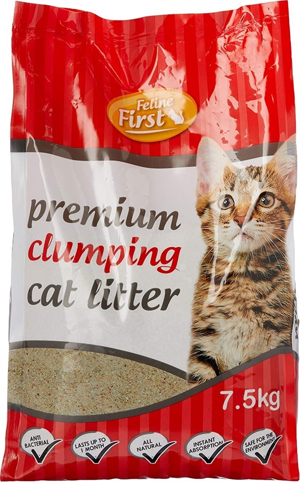 FELINE FIRST Clumping Cat Litter 7.5kg. NB: Opened Packaging But Resealed.
