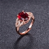 Elegant 18K Rose Gold Plated Simulated Ruby Ring Adjustable