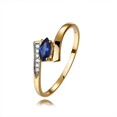 9ct Yellow Gold Dress Sapphire &  Diamond Ring