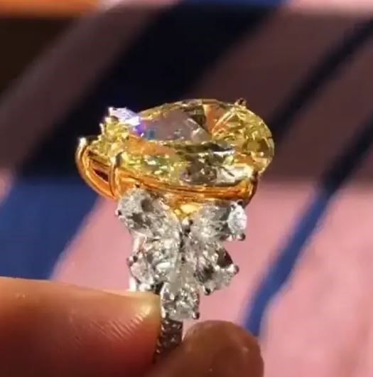 Elegant 18K White  Gold  plated Yellow Sapphire  Simulants  & White CZ