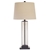 Set of 2 Table Lamps 73cm Height with Shades, Glass Cylinder Base and Dark