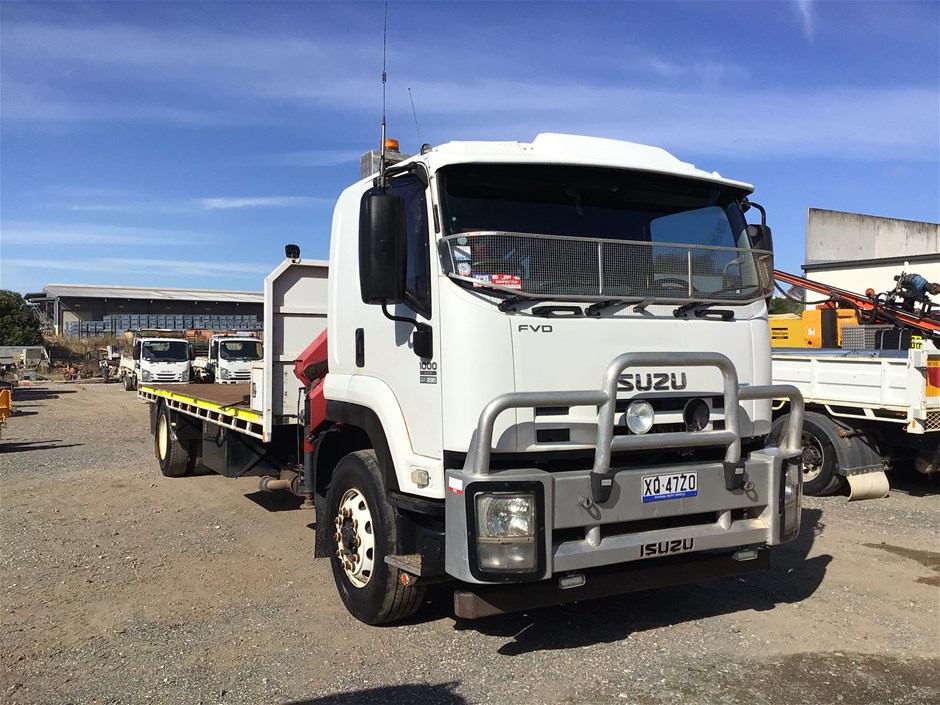 2012 Isuzu FVD Crane Truck, Compressor, Light Tower & more