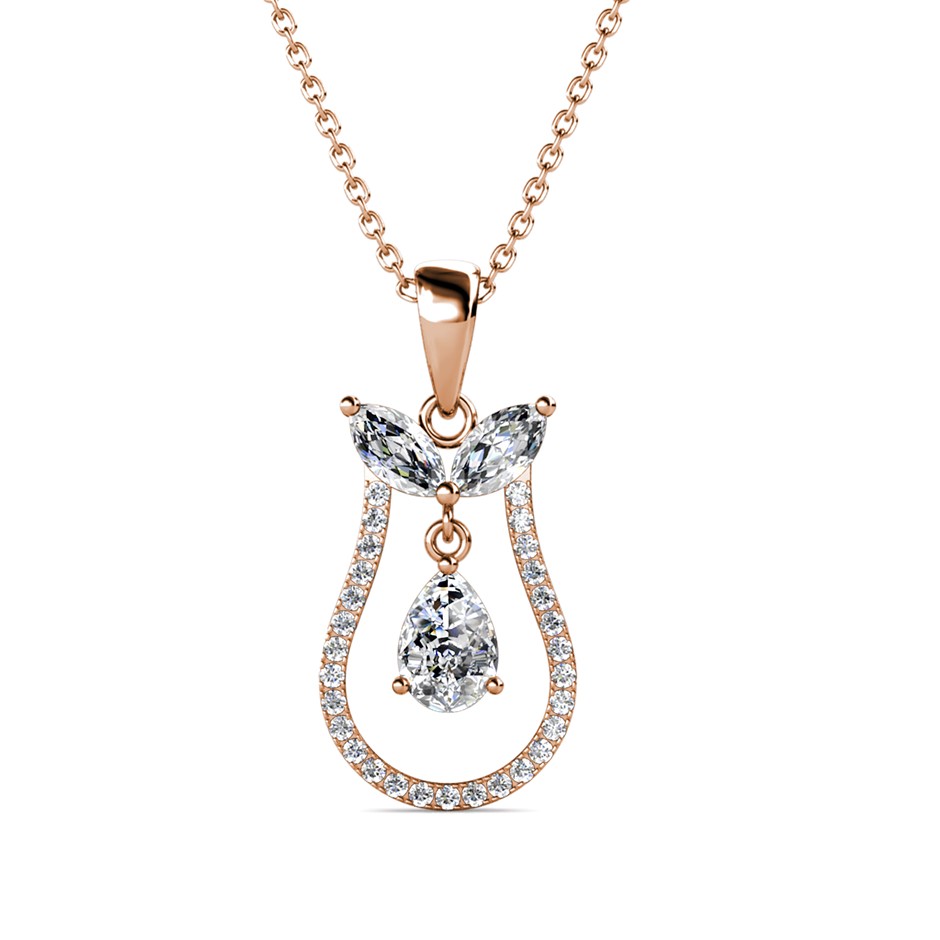 Elegant 18K Rose  Gold  plated  Diamonds  Simulants  Necklace