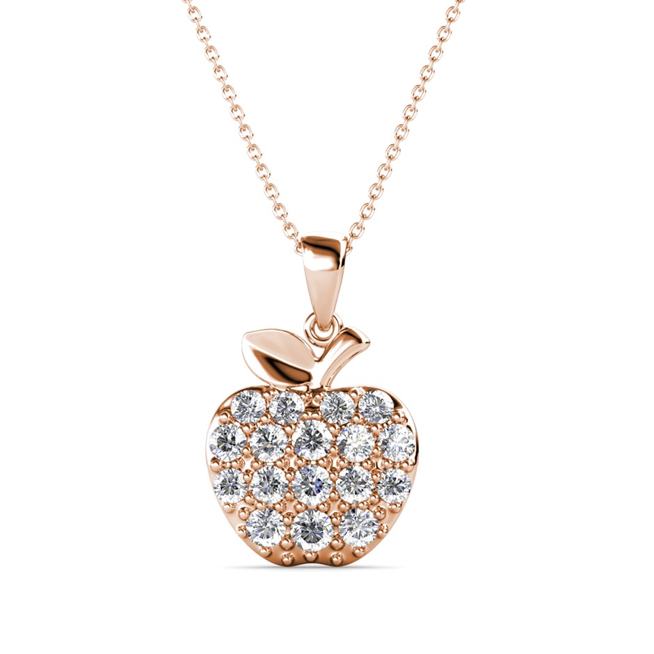 Elegant 18K Rose  Gold  plated   Diamonds  Simulants  Necklace