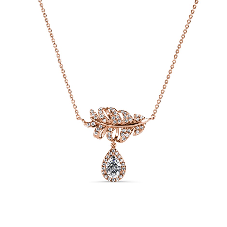 Elegant 18K Rose Gold plated Diamonds Simulants Necklace