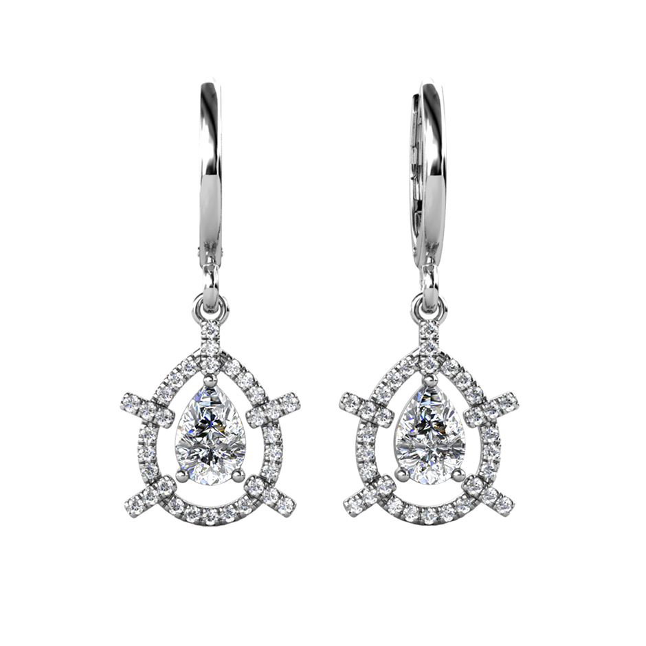 Elegant 18K White Gold plated Diamonds Simulants earrings