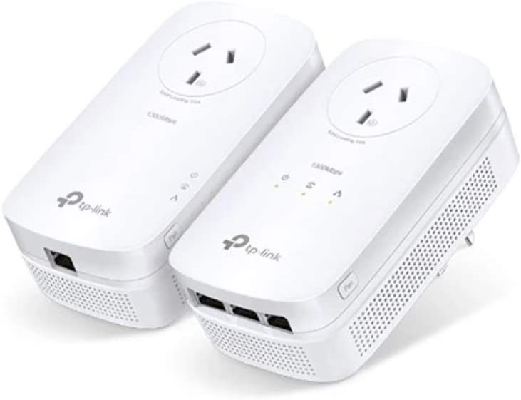 TP-LINK AV1300 3-Port Gigabit Powerline Starter Kit, Power Outlet Pass-Thro