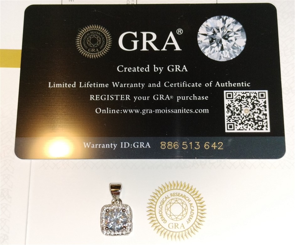 Diamant Moissanite 1 Carat VVS1 - Certifié GRA, Inscrip. Laser, Rond, Incolore, Neuf Avec écrin