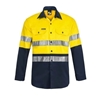 4 x WORKCRAFT Mens Cotton L/S Shirt, Size M, Yellow/Navy. Lightweight, Vent