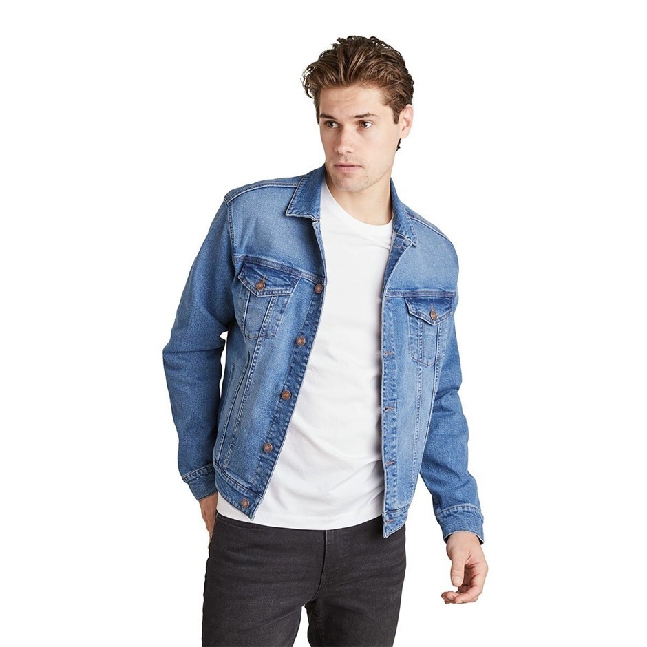 ENGLISH LAUNDRY Men's Denim Jacket, Size M, 98% Cotton, Light Blue (471).