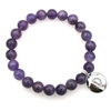 Natural Round Amethyst & Personalized Letter 'D'   with CZ Jewelry Bracelet