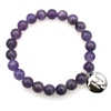 Natural Round Amethyst & Personalized Letter 'H'   with CZ Jewelry Bracelet