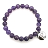Natural Round Amethyst & Personalized Letter 'P'   with CZ Jewelry Bracelet