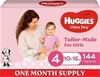 HUGGIES Ultra Dry Nappies Girls Size 4, 10-15kg, One Month Supply, 144 Coun