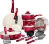 GREENLIFE Ceramic Non-Stick Cookware Set, Soft Grip 16pc, Red. NB: May be m