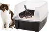 IRIS USA Large Open Top Cat Litter Tray with Scoop and Scatter Shield,  Bla