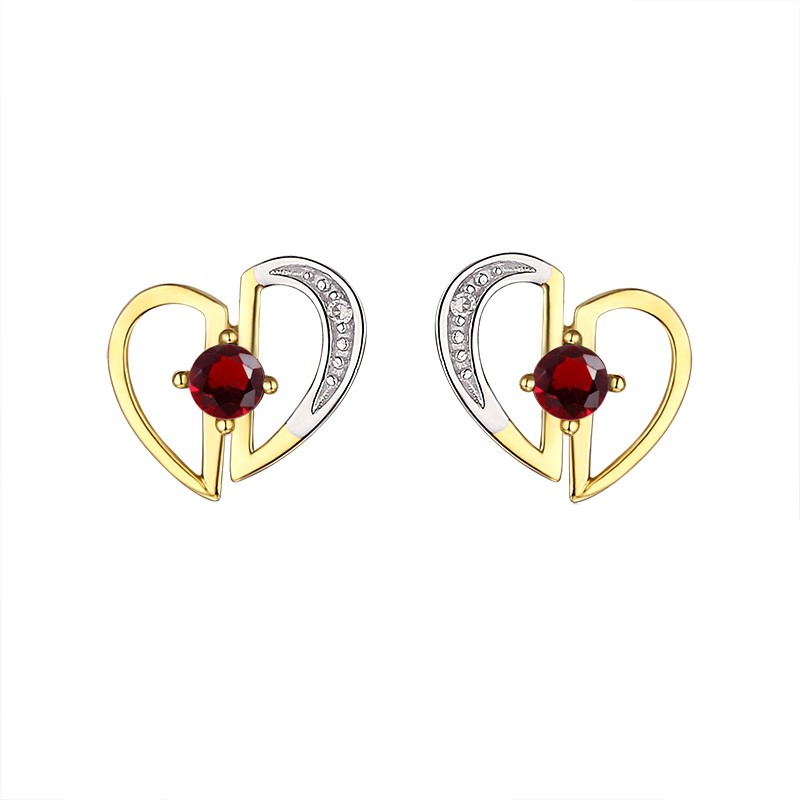 Genuine 9ct  Yellow gold Luxury  Diamond & Natural Ruby   Studs Earrings