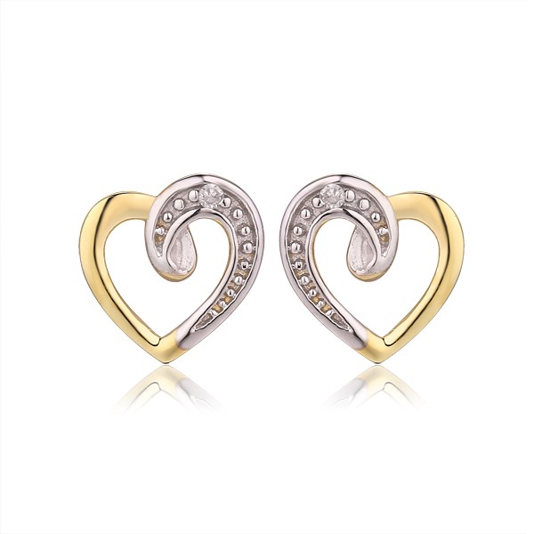Genuine 9ct Yellow gold Luxury Diamond Studs Earrings