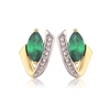 Genuine 9ct  Yellow gold Luxury  Diamond & Natural Emerald  Studs Earrings