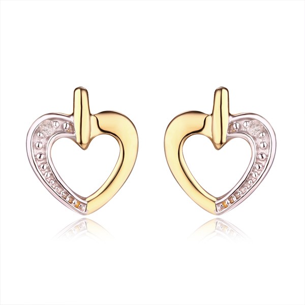 Genuine 9ct Yellow gold Luxury Diamond Studs Earrings