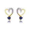Genuine 9ct Yellow gold Luxury Diamond & Natural Sapphire  Studs Earrings