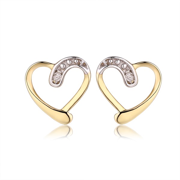 Genuine 9ct Yellow gold Luxury Diamond Studs Earrings
