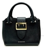 BURBERRY London Black Grained Leather Buckle Handbag
