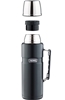 THERMOS Stainless Steel King Thermos Flask, Stainless Steel Black 1.2L, Vac