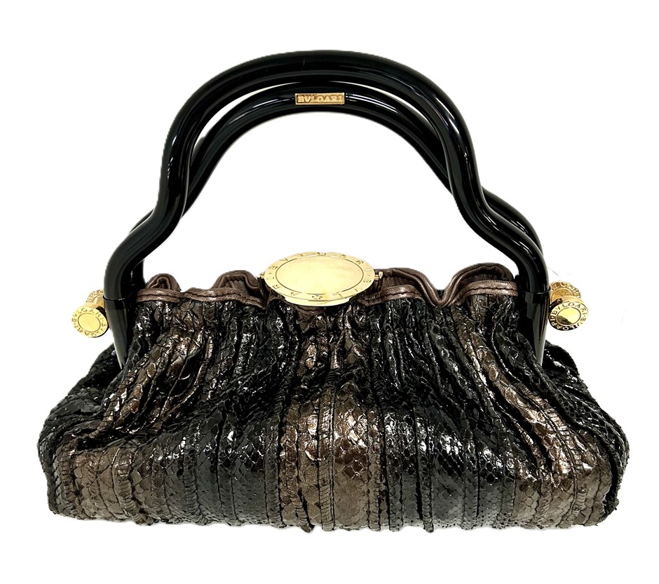 BVLGARI Python Small Evening Bag, golden brown & black python skin ...