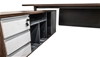 Wood Laminate Office Desk With Return Desk, 3 Drawer Cabinet, 180 x 160 x 7