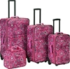 ROCKLAND Impulse 4-Piece Softside Upright Luggage Set, Pink Bandana, 4-Piec