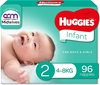 96 x HUGGIES Infant Nappies, Unisex, Size: 2, (4-8kg). NB: Slightly Damaged