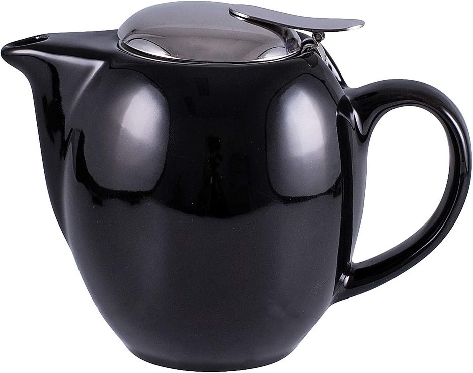 2 x AVANTI Camelia Ceramic Teapot, Pitch Black, 15285.