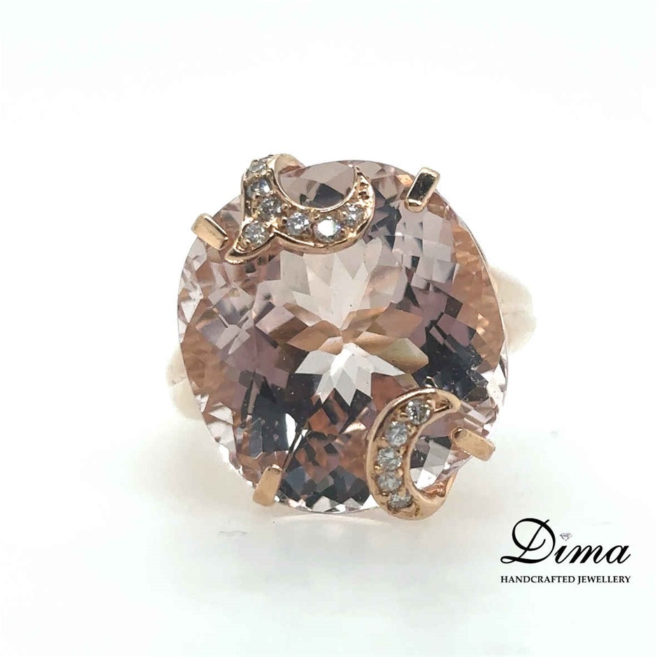18ct rose gold morganite and diamond ring