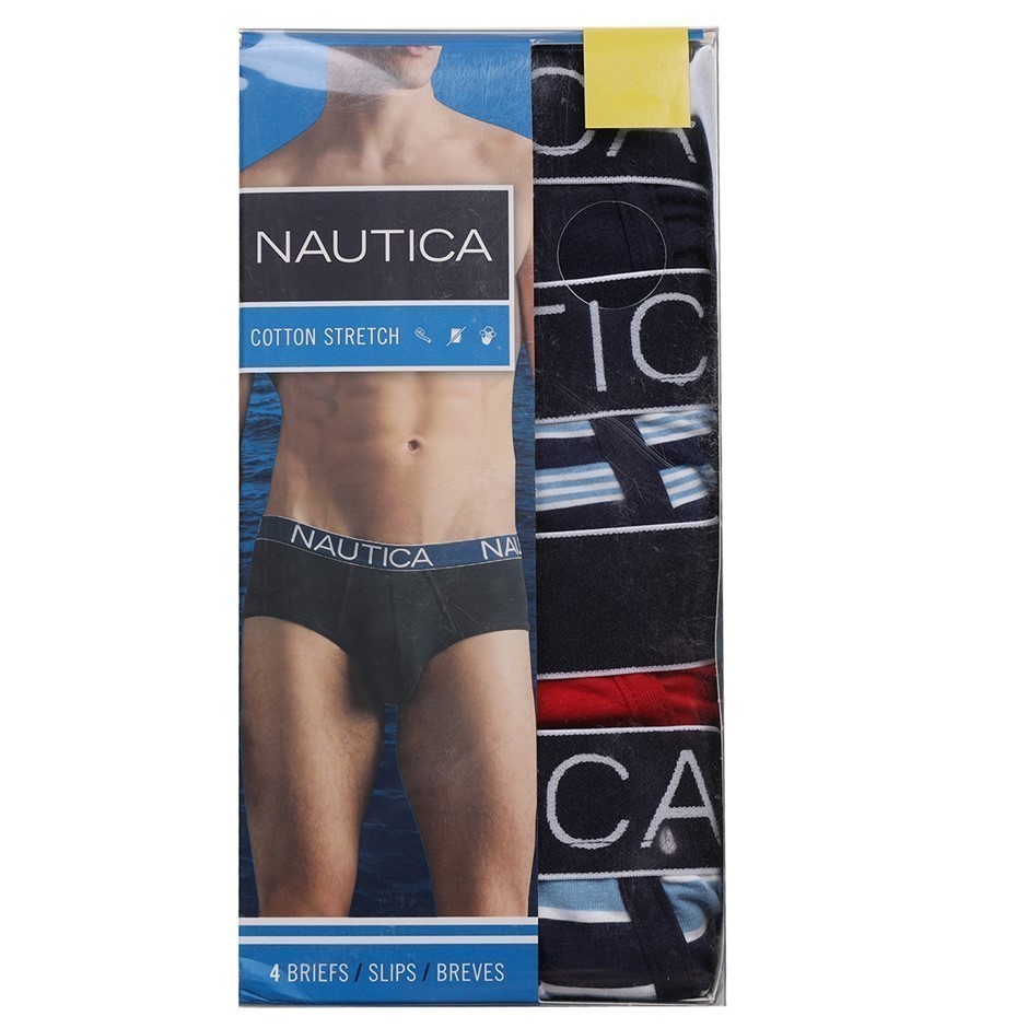2 x NAUTICA Men's 4pk Cotton Stretch Briefs, Size S (28-30), 95% Cotton, Pe