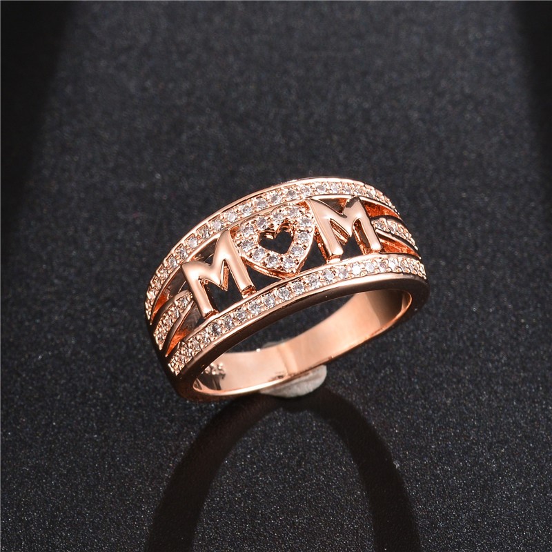 Elegant 18K Rose Gold plated Simulated Diamond Ring Size 7