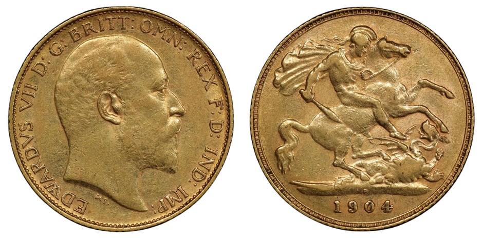 1908P-Australia Half Sovereign Edward VII perth Mint UNC