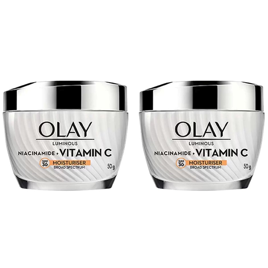 OLAY Luminous Niacinamide And Vitamin C Moisturiser SPF30, 2 x 50g.