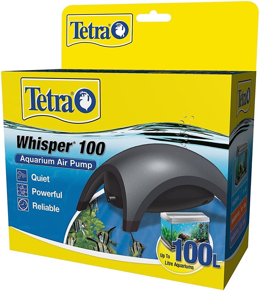 TETRA Whisper 100 Air Pump, Up to 100L. Powers on. No further testing.