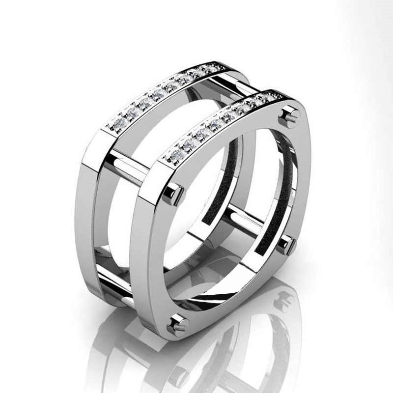 Elegant 18K White Gold plated Simulated Diamond Ring Size 7