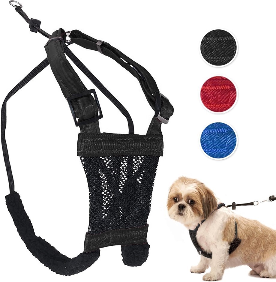 SPORN Mesh Stop Pulling Dog Harness, Small, Black.