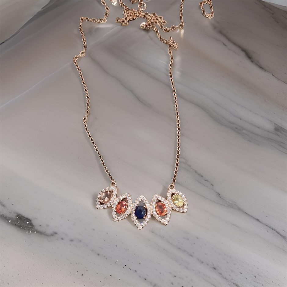 18k Rose Gold Vermeil 3*4mm natural heated sapphire necklace