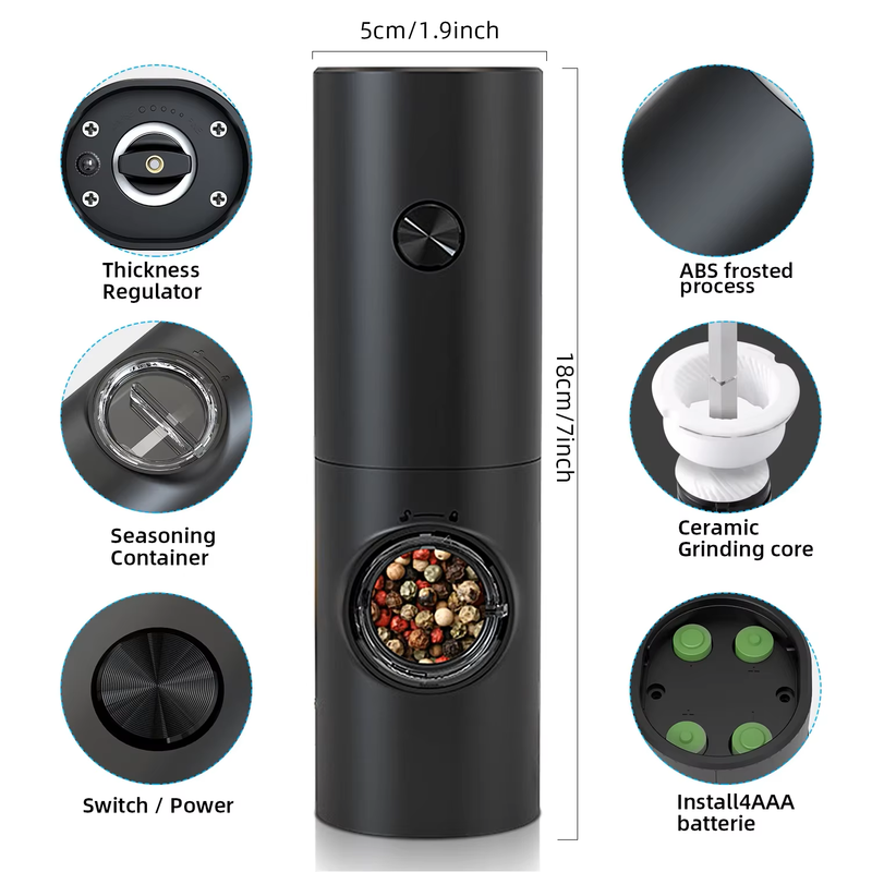 Electric Automatic Pepper and Salt Grinder with LED Light(1pc)