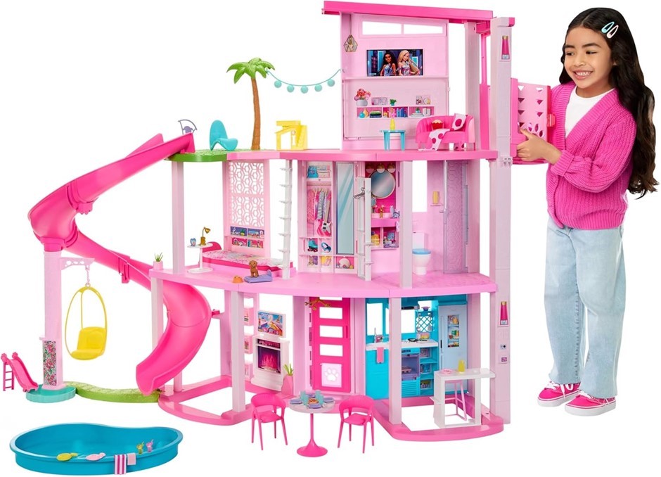 BARBIE Dreamhouse, Pool Party Doll House with 75+ Pieces and 3-Story Slide,