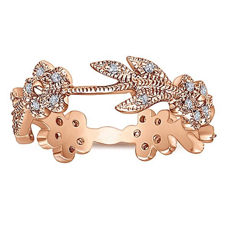 Elegant 18K Rose Gold plated Simulated Diamond Ring Size 8