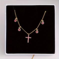 Elegant 18K Yellow Gold Plated Simulated Diamond Necklace