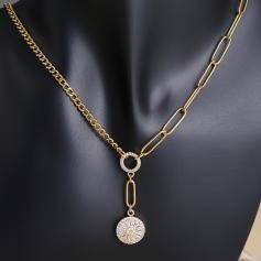 Elegant 18K Yellow Gold Plated Simulated Diamond Necklace