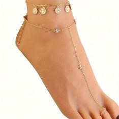 Elegant 18K Yellow Gold Plated Simulated Diamond Anklet
