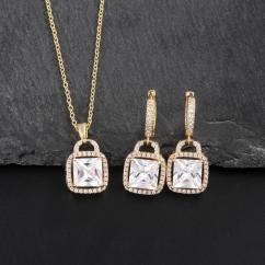 Elegant 18K Yellow Gold Plated Simulated Diamond Set